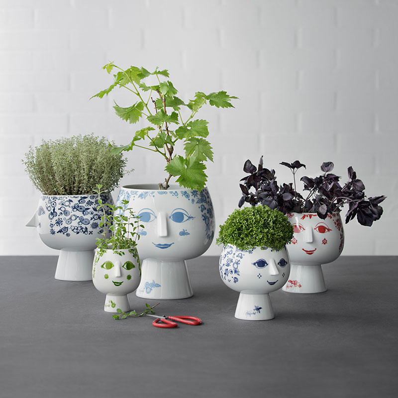 Bjørn Wiinblad urtepotter med ansigt